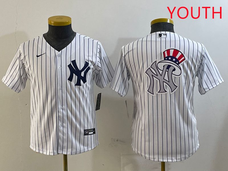 Youth New York Yankees Blank White Stripe Game 2025 Nike MLB Jersey style 6->youth mlb jersey->Youth Jersey